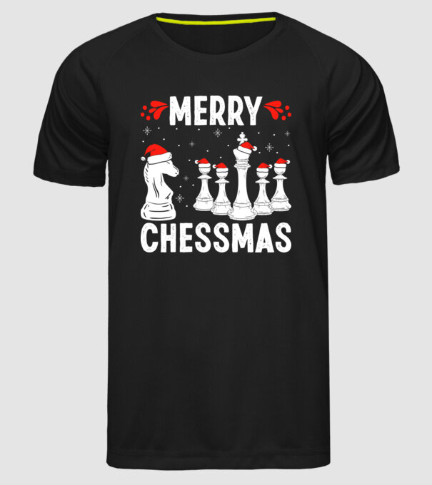 merry chessmass model negru pe tricou