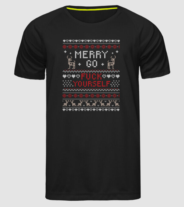 Merry go fuck yourself model negru pe tricou