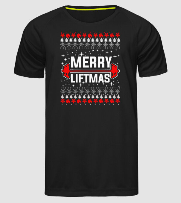 Merry liftmas 1 model negru pe tricou