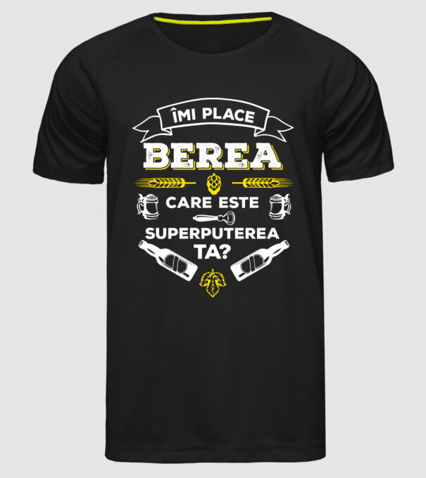 îmi place berea, care este superputerea ta? model negru pe tricou