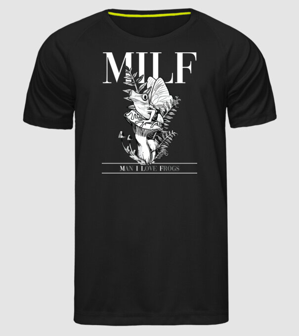 MILF man i love frogs model negru pe tricou