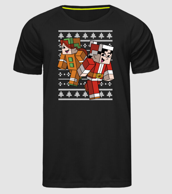 Minecraft christmas ugly sweater model negru pe tricou