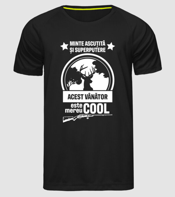 minte ascuțită și superputere acest vânător este mereu cool model negru pe tricou