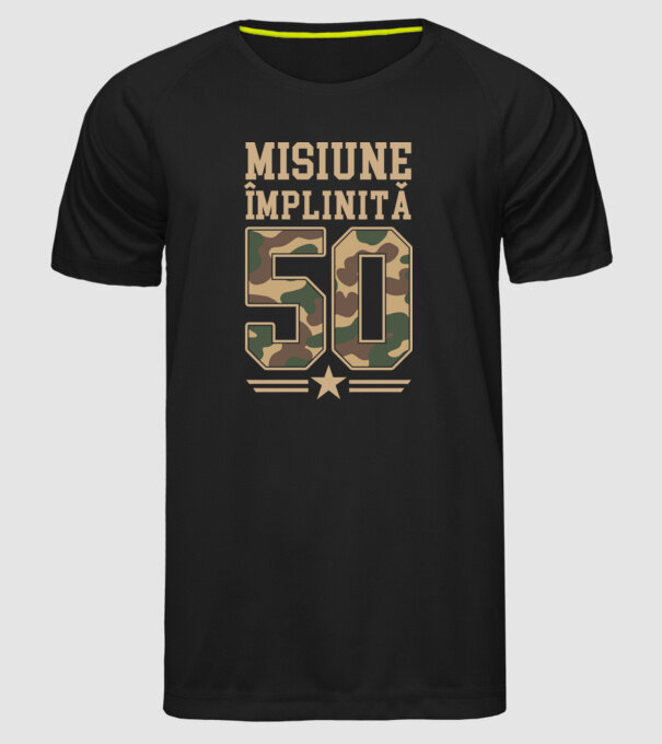 Misiune împlinită 50 model negru pe tricou