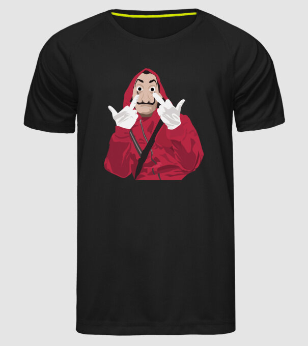 money heist fcku model negru pe tricou