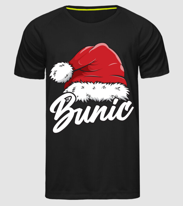 bunic Santa Hat model negru pe tricou