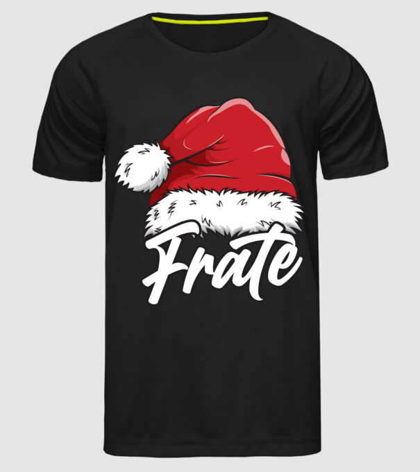 frate Santa Hat model negru pe tricou