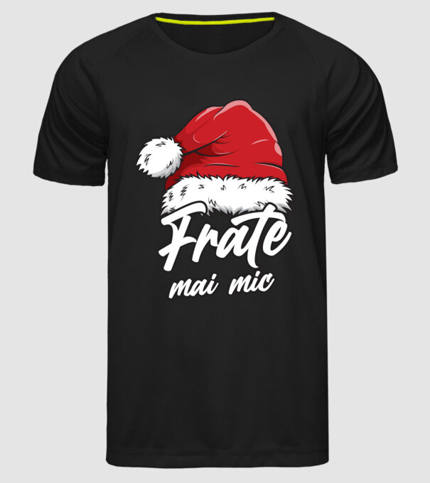 frate mai mic Santa Hat model negru pe tricou