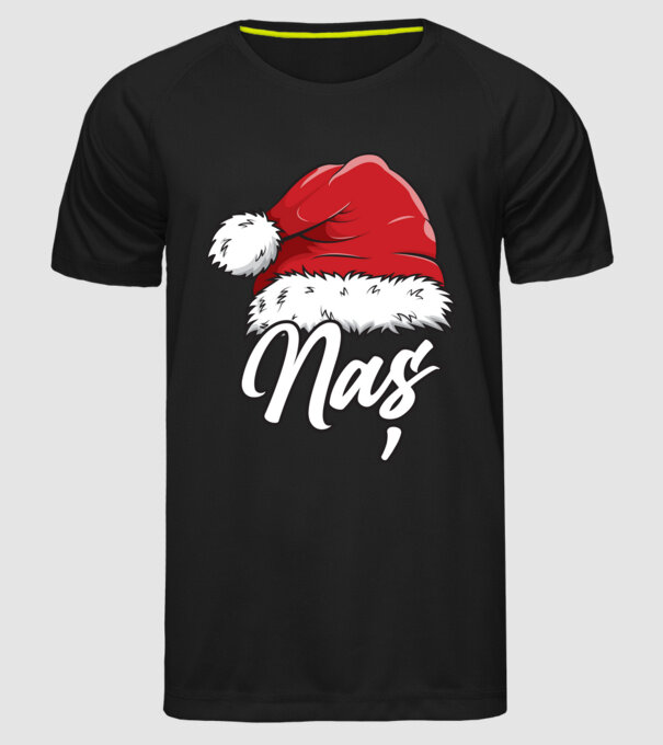 naș Santa Hat model negru pe tricou