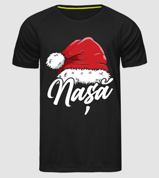 nașă Santa Hat model negru pe tricou