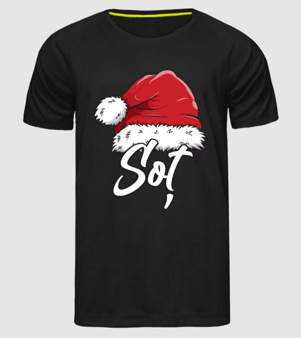 soț Santa Hat model negru pe tricou