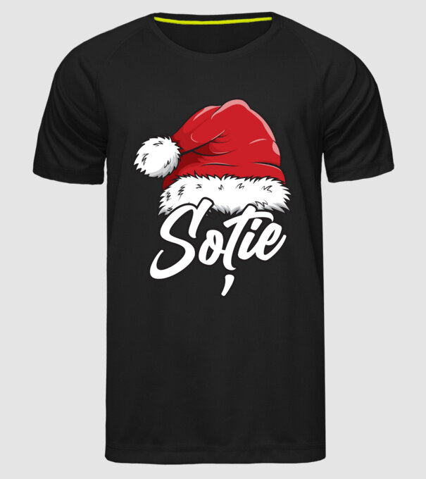 soție Santa Hat model negru pe tricou