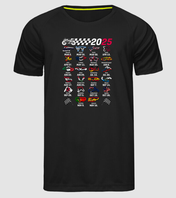 MOTOGP 25 CALENDAR Negru model negru pe tricou