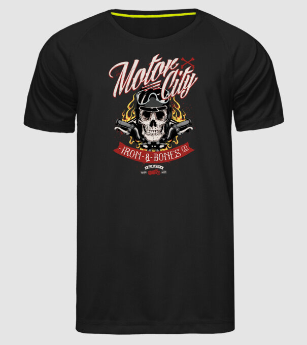 Motor City model negru pe tricou