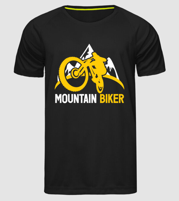 mountain biker model negru pe tricou