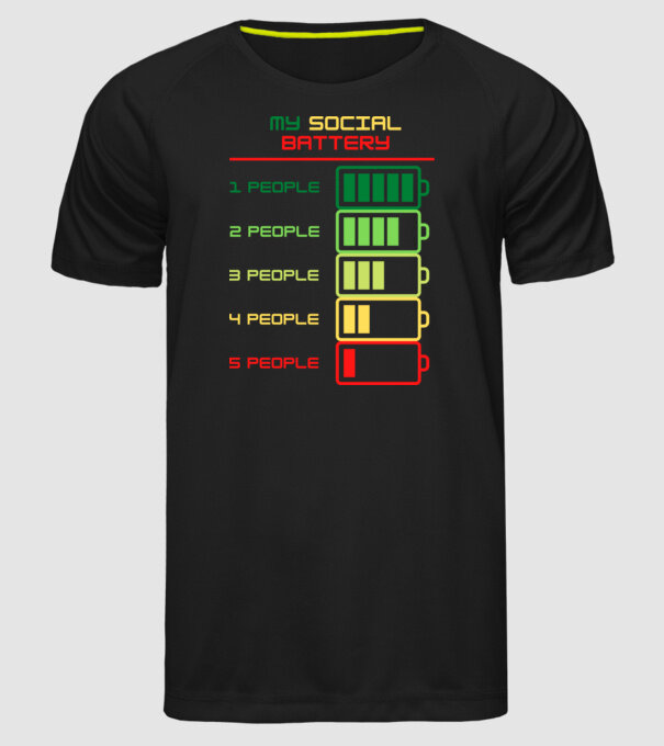 My social battery model negru pe tricou