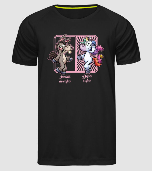 Înainte de cafea model negru pe tricou
