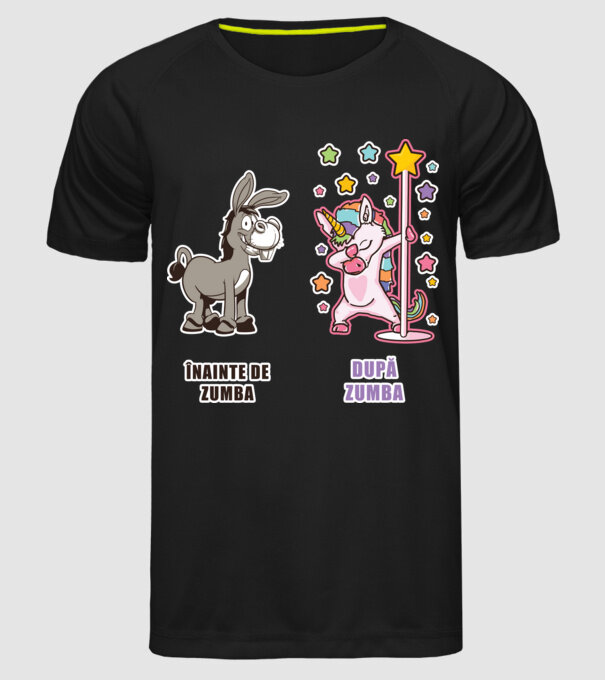 Înainte de Zumba-După Zumba model negru pe tricou