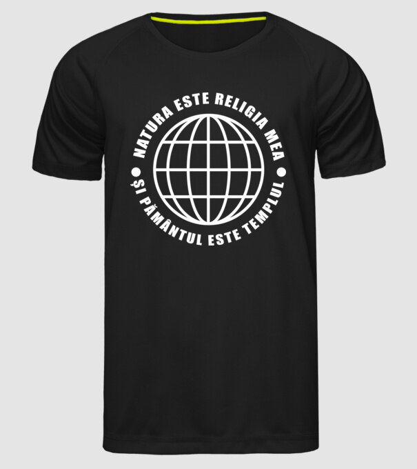 Natura este religia mea model negru pe tricou