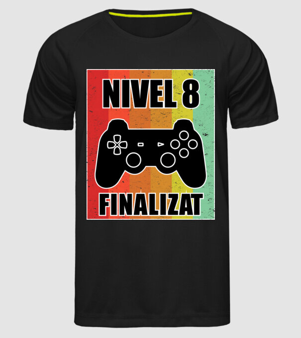 Nivel 8 finalizat model negru pe tricou