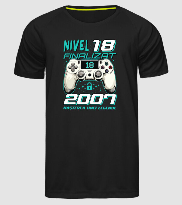 Nivel finalizat 18 2007 model negru pe tricou
