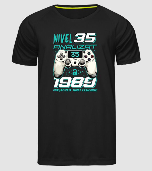 Nivel finalizat 35 1990 model negru pe tricou