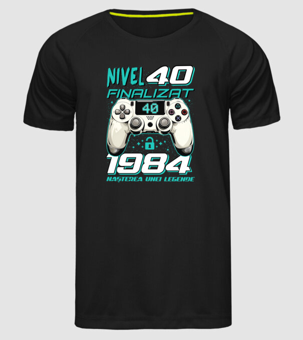 Nivel finalizat 40 1985 model negru pe tricou