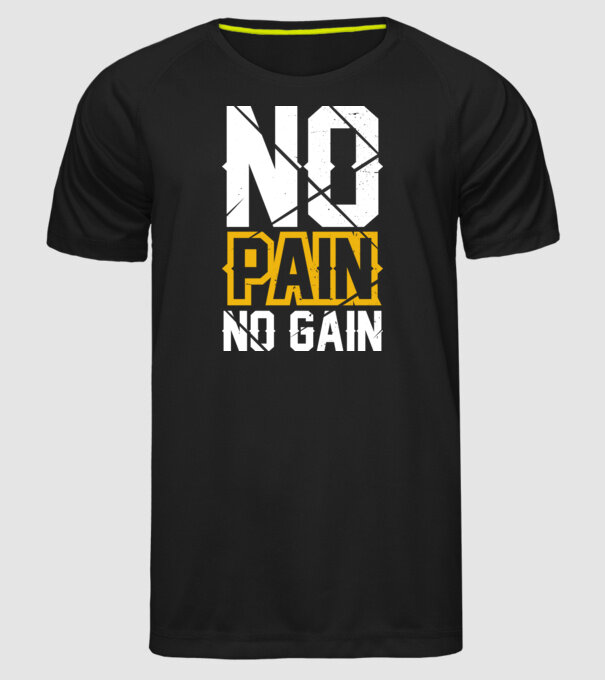 No Pain No Gain model negru pe tricou