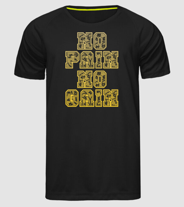 No Pain No Gain model negru pe tricou