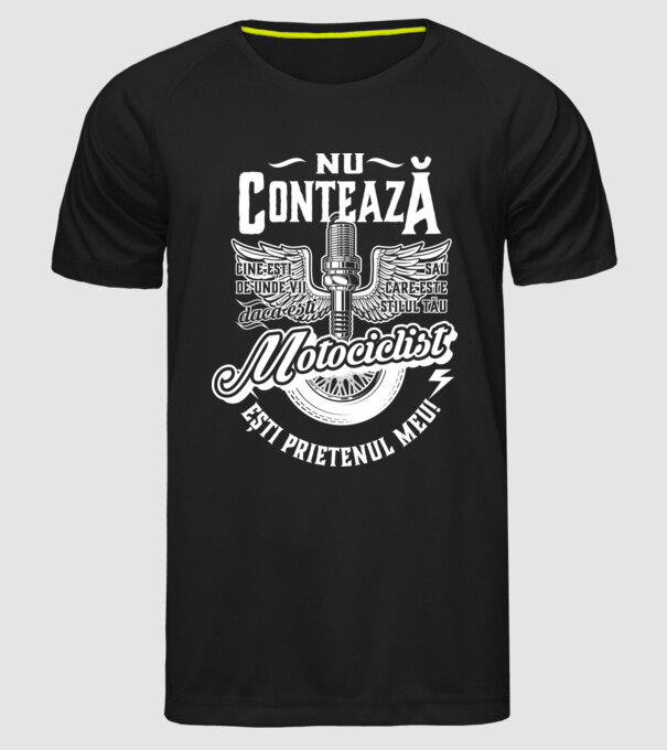 Nu contează cine ești, de unde vii sau care este stilul tău, dacă ești motociclist ești prietenul meu! model negru pe tricou