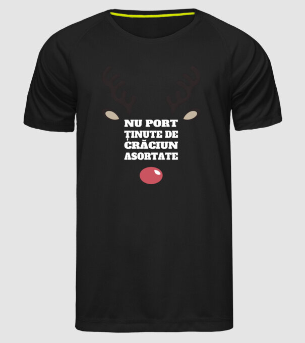 Nu port ținute de crăciun asortate crăciun chiar căprioară Negru model negru pe tricou