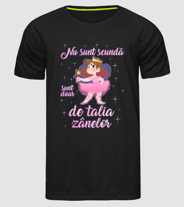 nu sunt scundă, sunt doar de talia zânelor model negru pe tricou