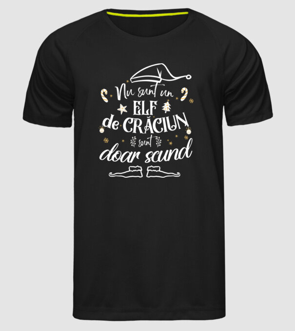 Nu sunt un elf de Crăciun, sunt doar scund Negru model negru pe tricou