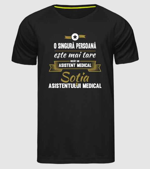 O singură persoană este mai tare decât un asistent medical, soția Asistentului medical model negru pe tricou