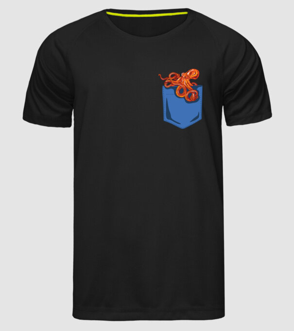 Octopus model negru pe tricou