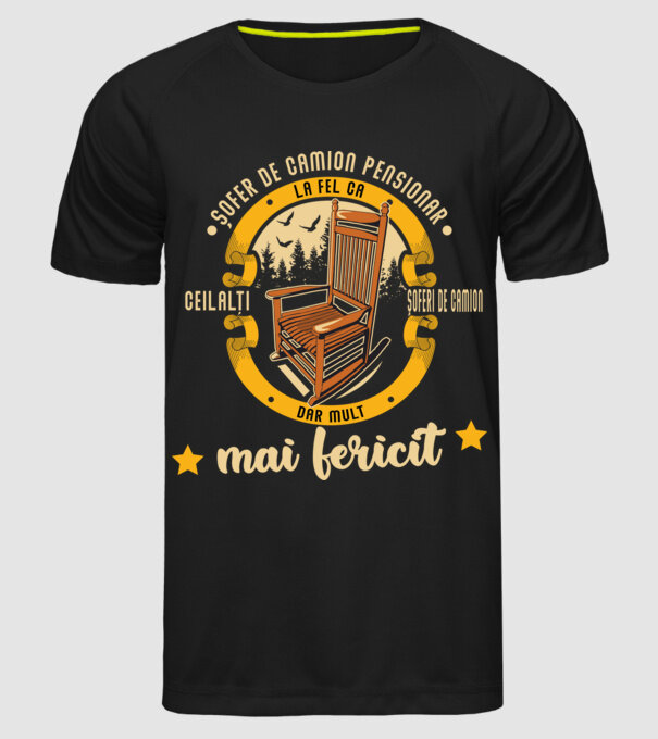 ȘOFER DE CAMION pensionar - la fel ca ceilalți șoferi de camion, dar mult mai fericit model negru pe tricou