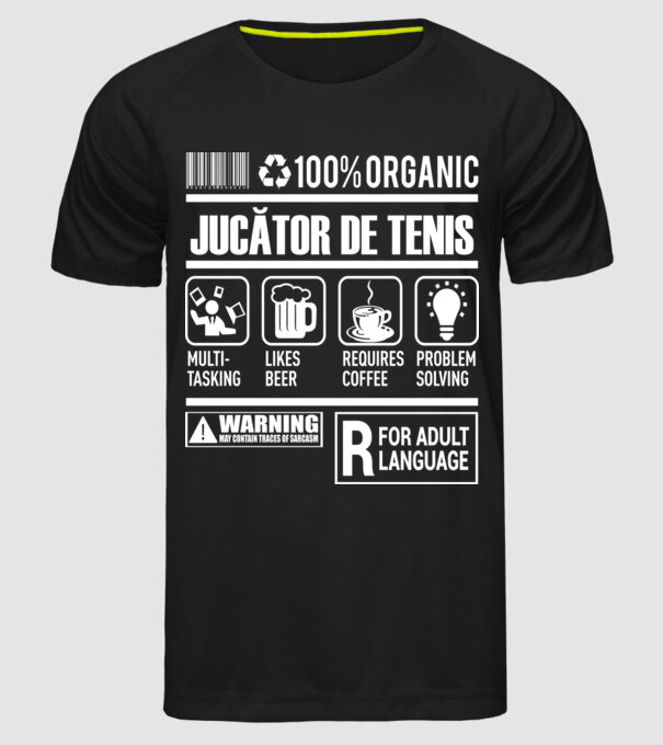 JUCĂTOR DE TENIS model negru pe tricou