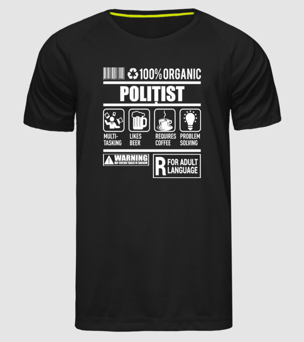 organic POLIȚIST model negru pe tricou