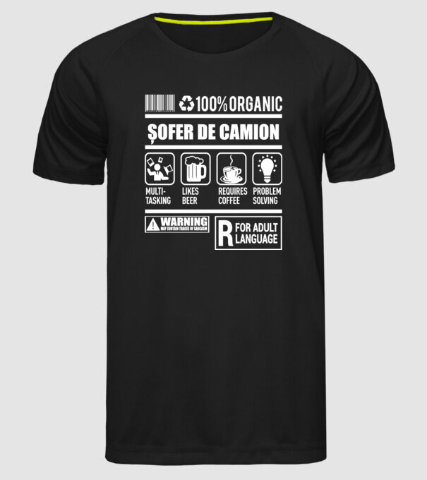 ȘOFER DE CAMION model negru pe tricou