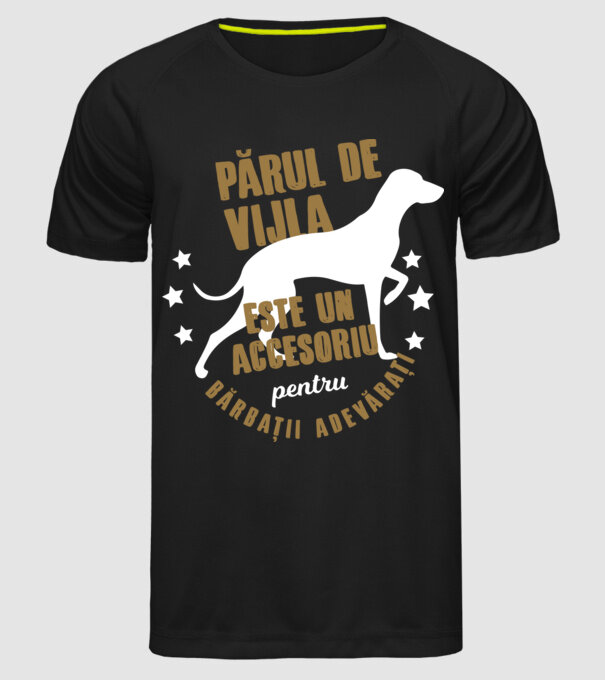părul de vijla este un accesoriu pentru bărbații adevărați model negru pe tricou