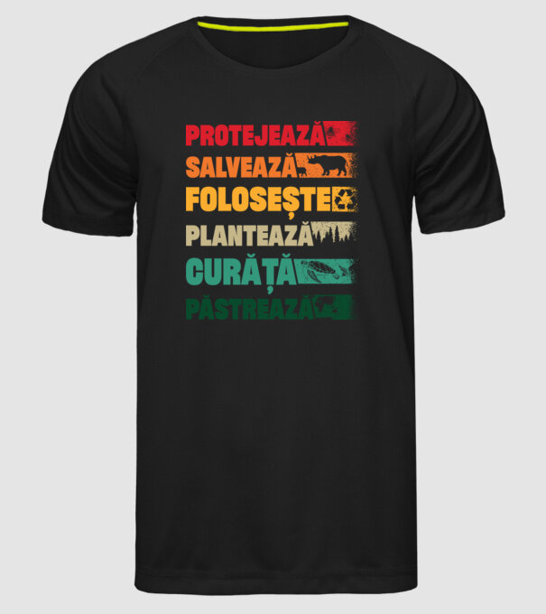 protejează salvează păstrează model negru pe tricou