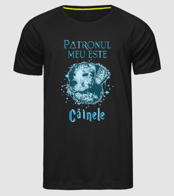 Patronul meu este CÂINELE model negru pe tricou