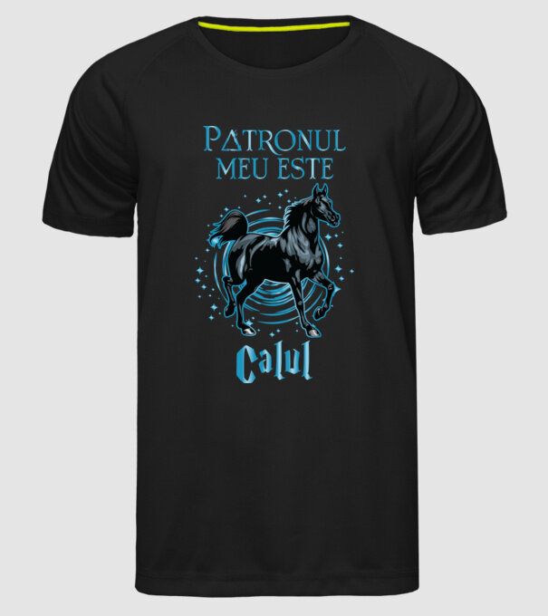 Patronul meu este CALUL model negru pe tricou