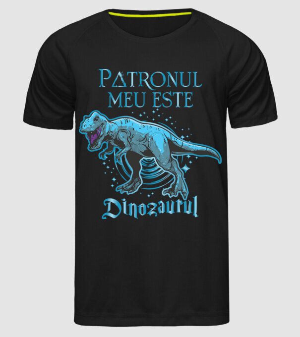 Patronul meu este dinozaurul model negru pe tricou