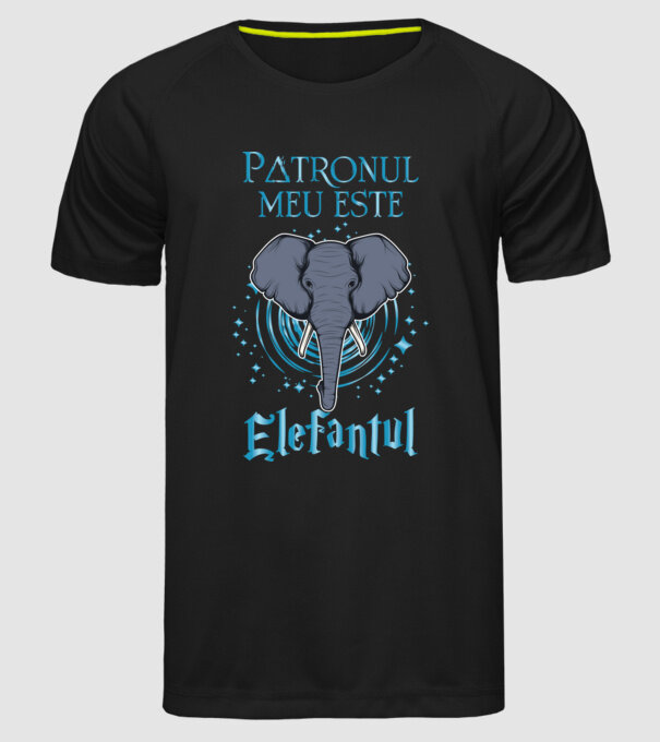Patronul meu este ELEFANTUL model negru pe tricou