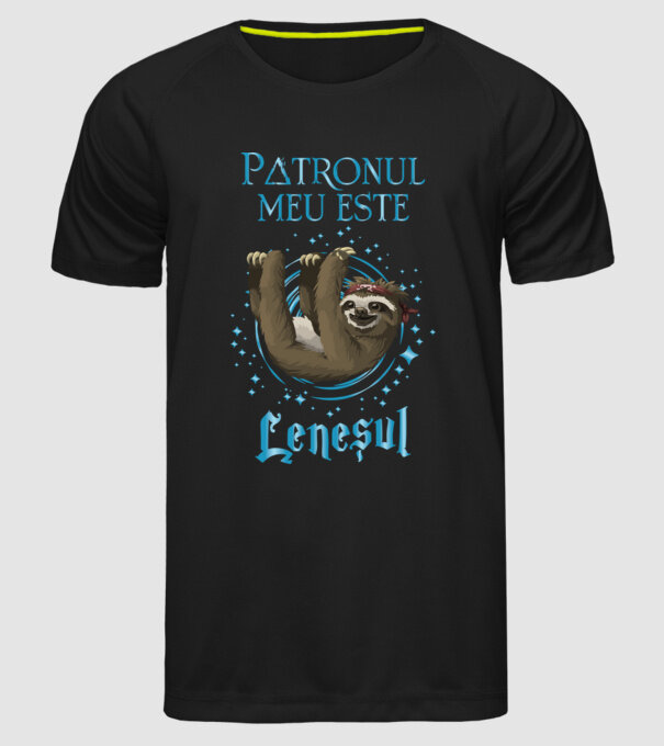 Patronul meu este LENEȘUL model negru pe tricou