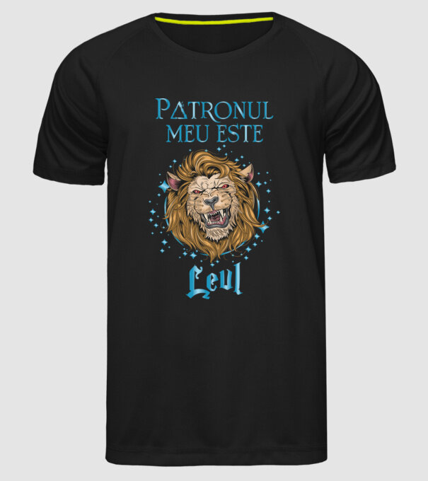 Patronul meu este LEUL model negru pe tricou