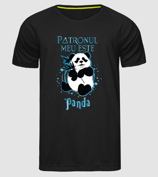 Patronul meu este PANDA model negru pe tricou
