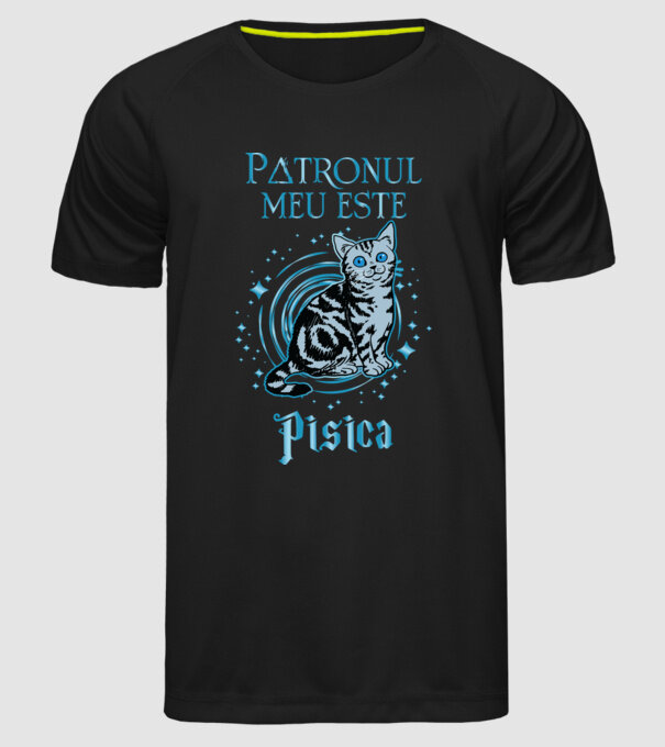 Patronul meu este PISICA model negru pe tricou