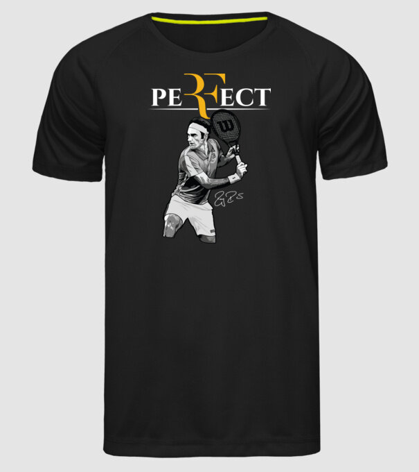 peRFect model negru pe tricou
